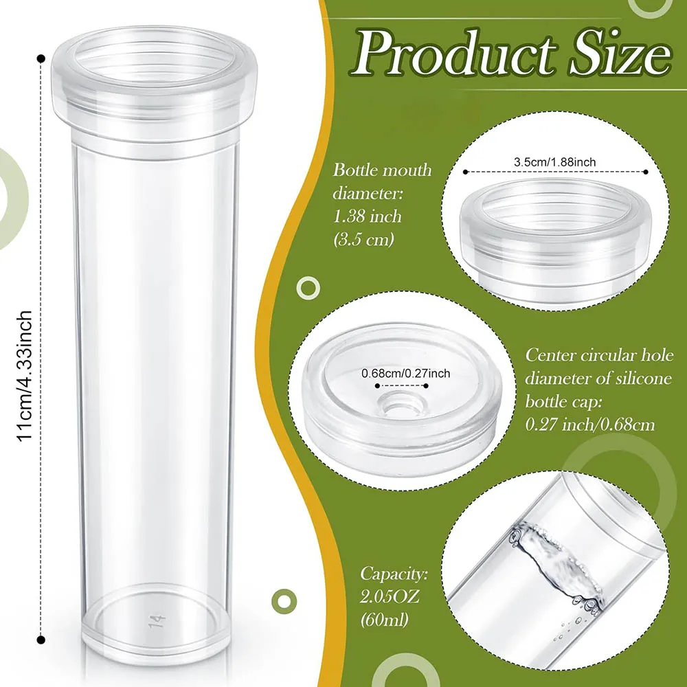 6/12/48Pcs Floral Water Tubes Clear Plastic Flower Vials with Caps for Flower Arrangement Decoration