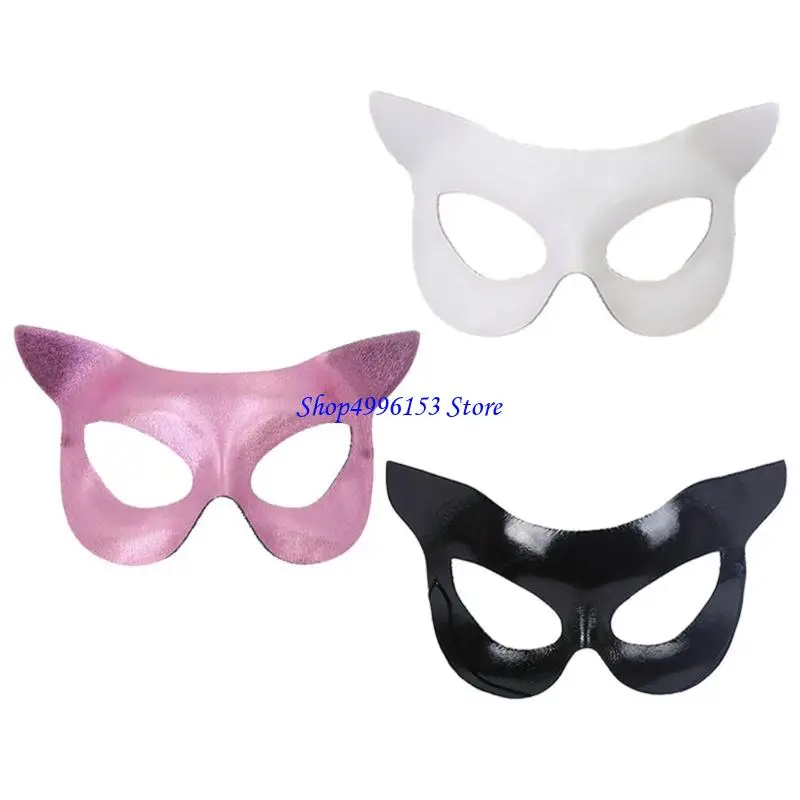Q0ke Halbgesicht Katzen Kostümmaske Halloween Ball Maskerades Party Supply Requisiten