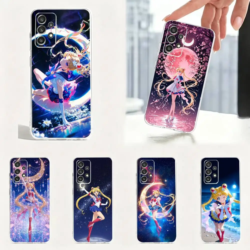 M-Sailor moon Moonlight Girls Phone Case Soft Transparent Case For Samsung S25,S24,S21,S23,S22,S30,Plus,S20,Ultra