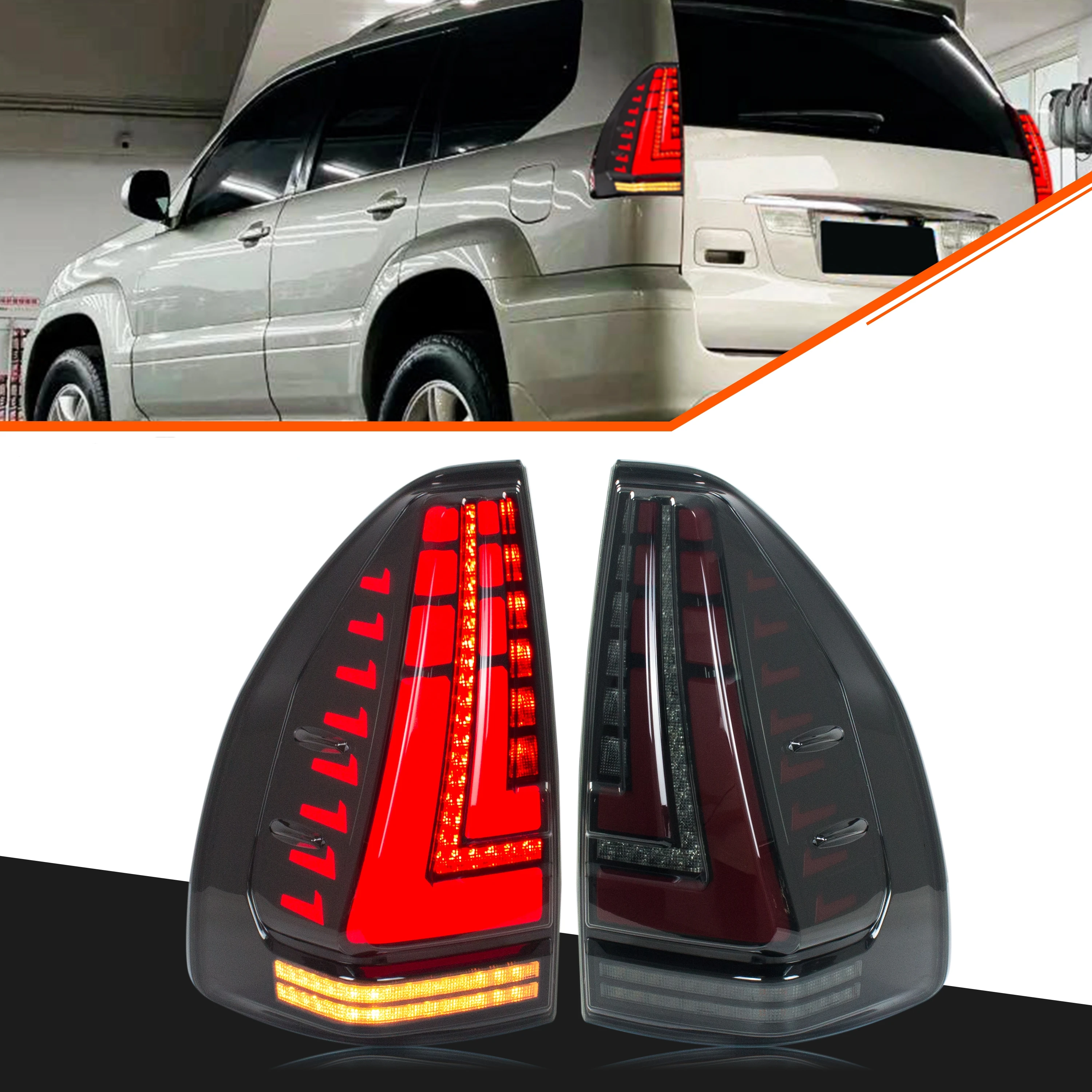 

LED Tail Lights for Lexus GX470 2003-2009 Sequential Turn Signal Start-up Animation Rear Lamps Assembly