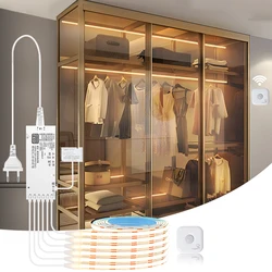 Tira de luces LED COB para debajo del armario, barra de luz regulable con detección de movimiento inalámbrica, escaneo manual táctil, lámpara de noche, estantería, armario