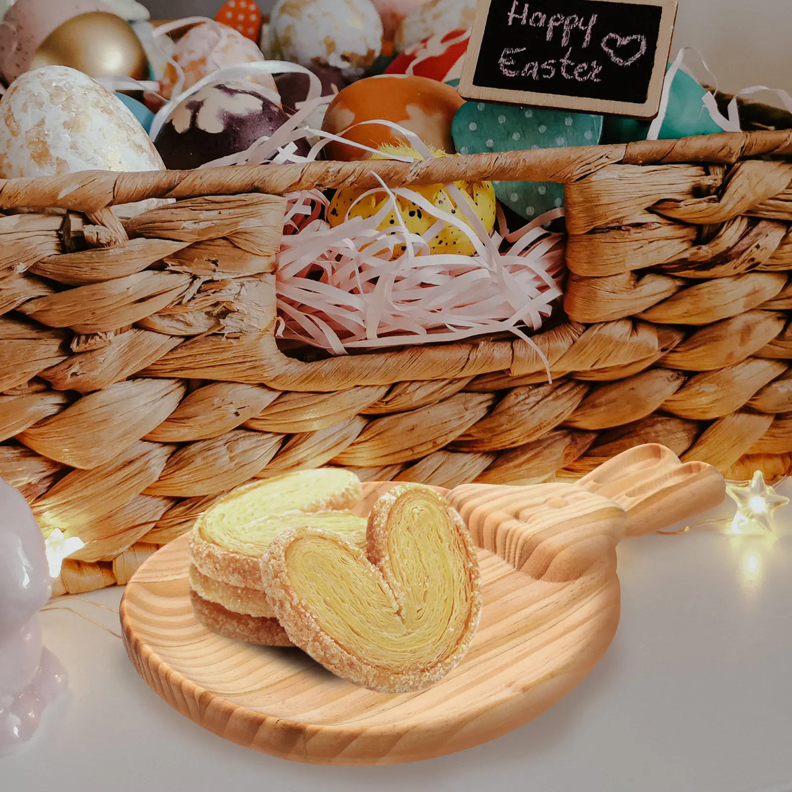 Easter Bunny Shaped Wooden Serving Tray Real Wood Fruit Snack Dessert Plate for Tea Party Wedding Graduation Christmas