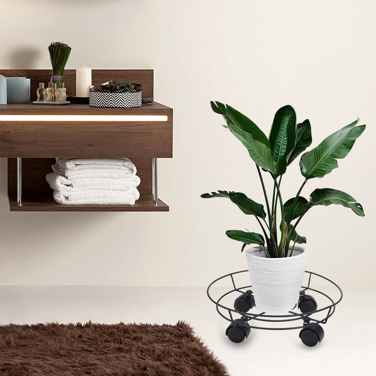 1 مجموعة 1 مجموعة انزلاق عجلة حامل النبات الثقيلة حامل أوعية الزهور للنباتات بوعاء كبيرة التنقل البستنة أداة الرف #4