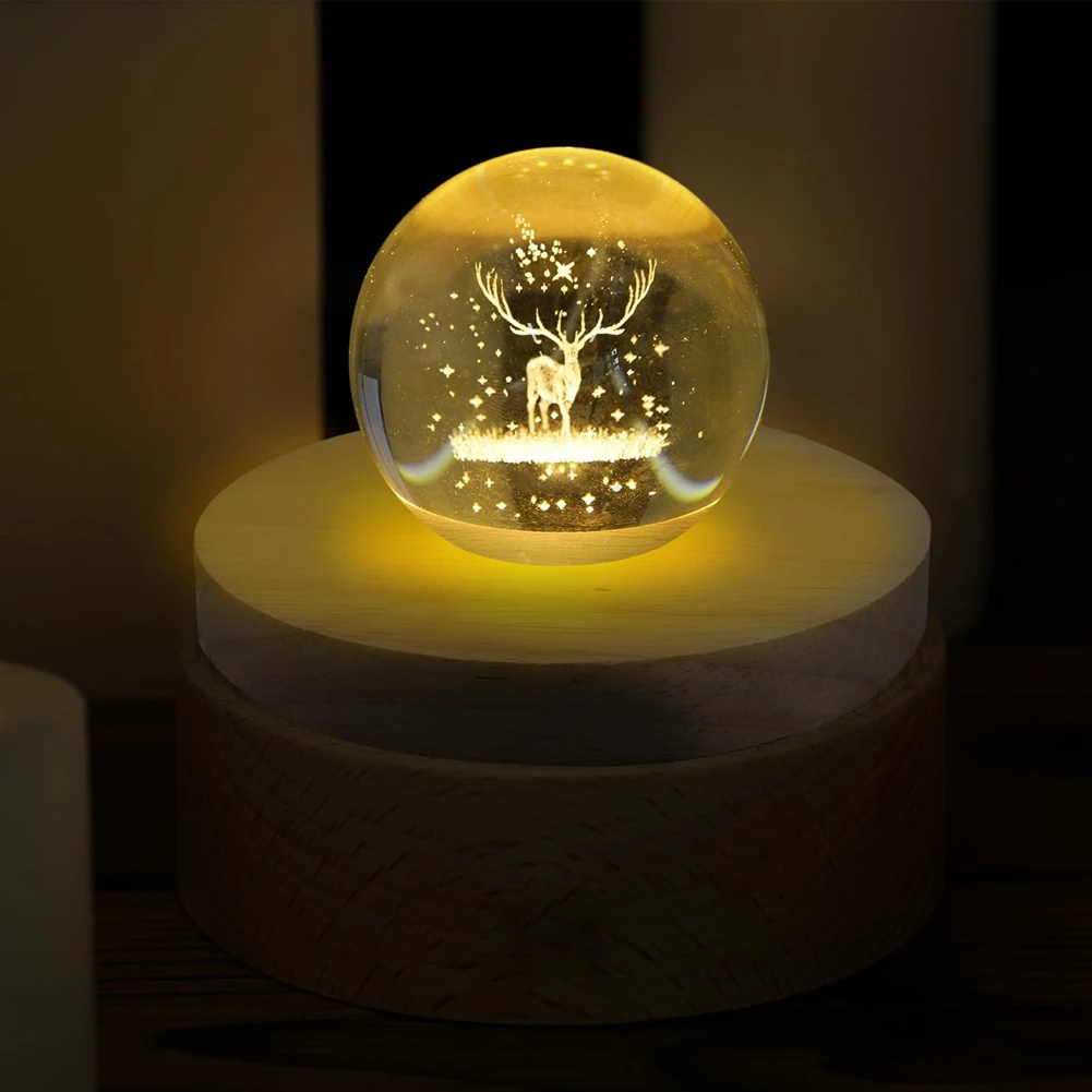 

10 Pcs Wooden LED Display Bases Round Wood Display Lighted Bases For Glass Art LED Lighted Display Stand Bases-A57X