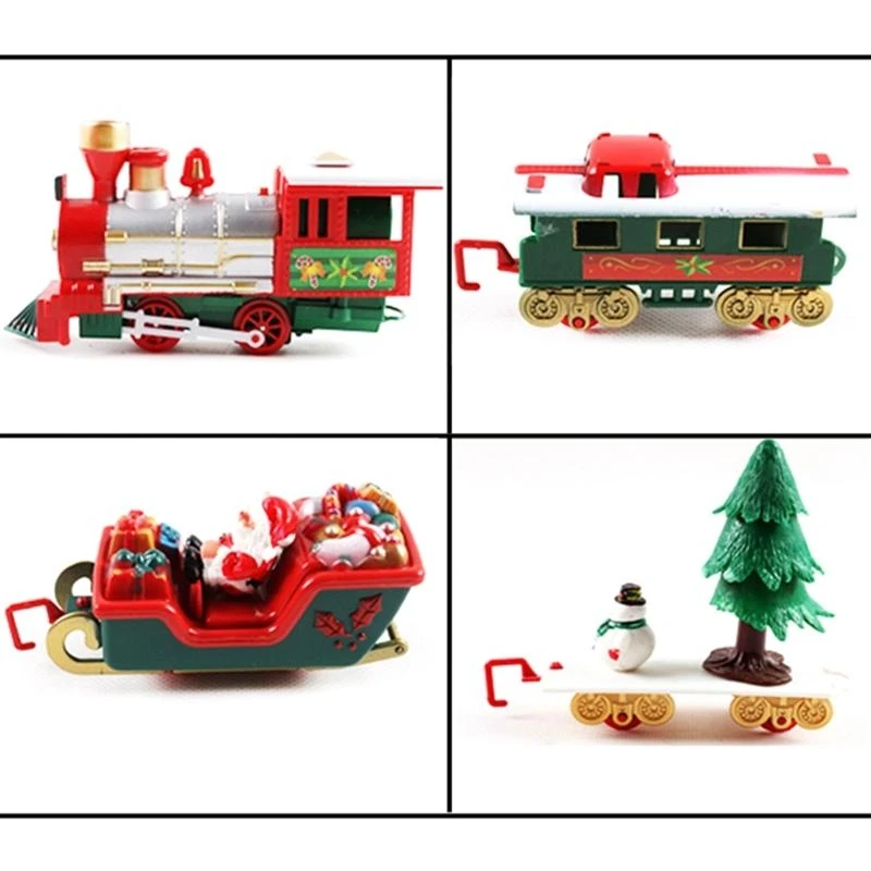 090B 22Pcs DIY Retro Christmas Steam Train Set Realistic Sounds Light for Children