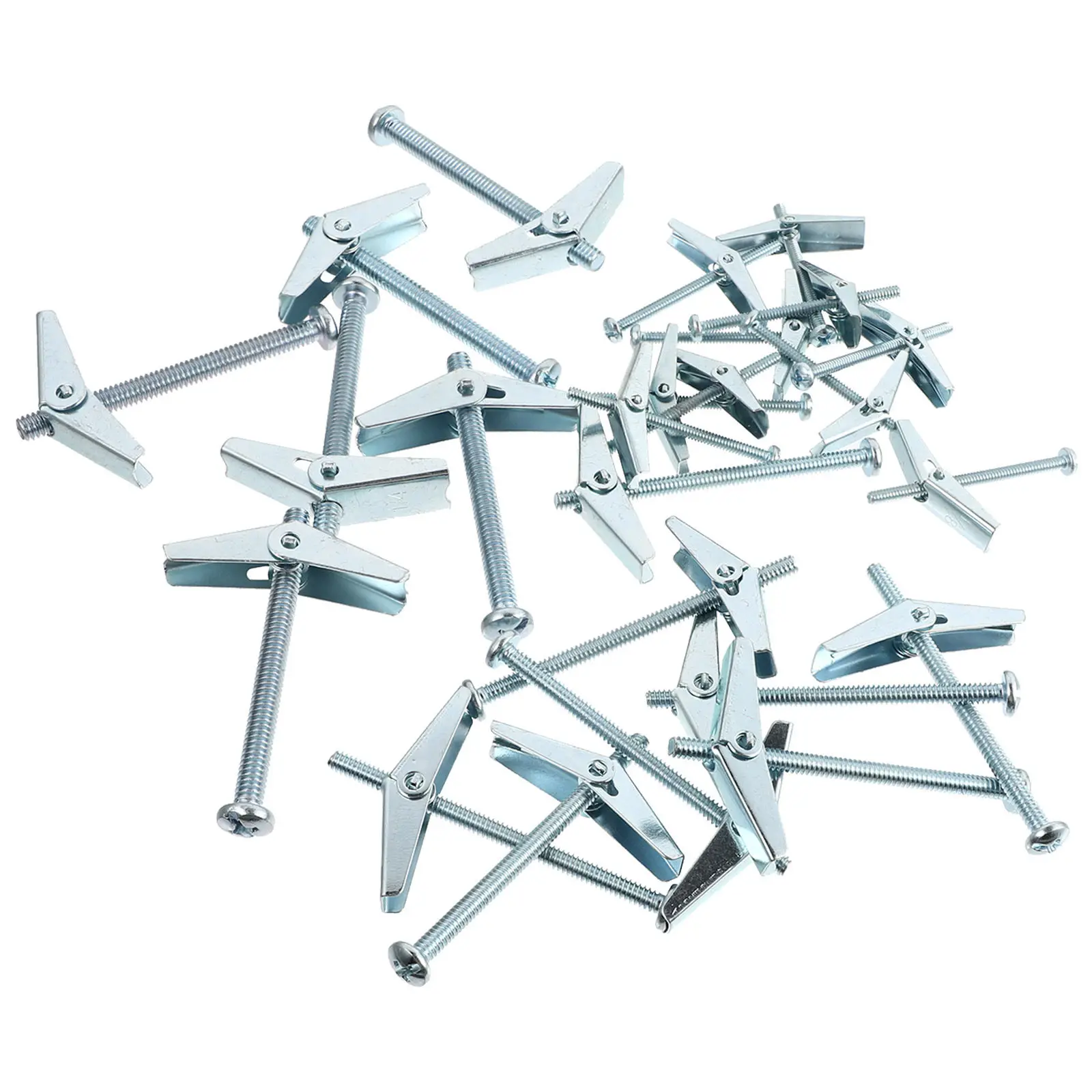 24Pcs Round Head Toggle Bolts Wing Nut Assortment Kit Carbon Steel Zinc Plated Rust Resistant Fixing Cabinets Sinks Shelves