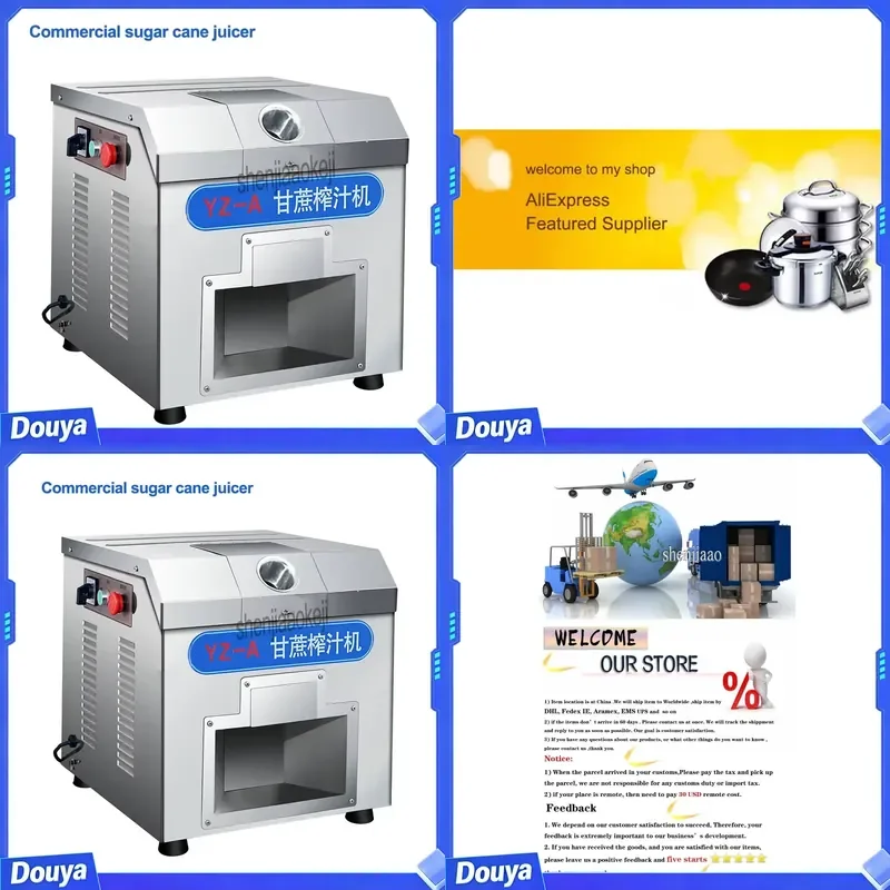 150kg/h Stainless Steel Sugar Cane Juicer YZ-A Commercial Sugar Cane Juicer Fast Sugar Cane Juice Machine 220V/110V 750W 1PC
