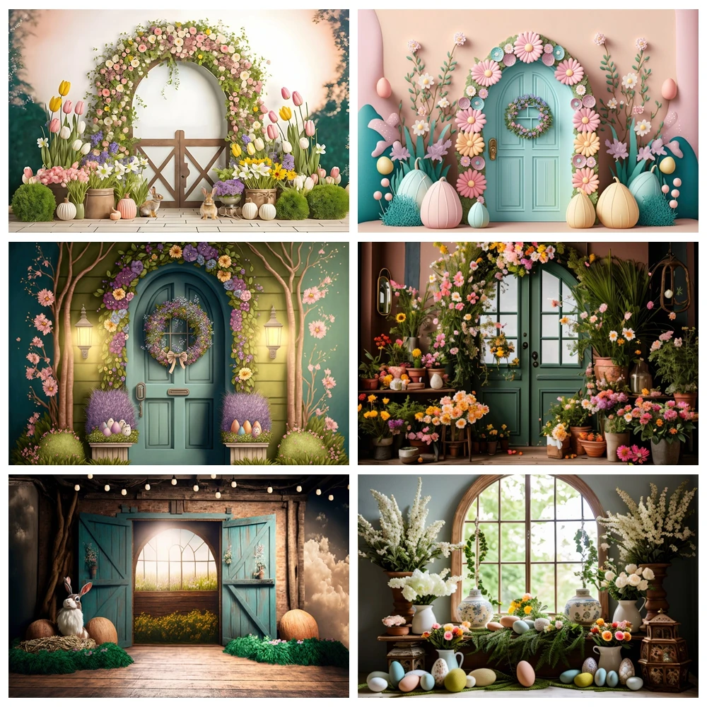 Весенний пасхальный фон для фотографии, кролик, яйца, цветочный сад, цветочный кролик, детский портрет, пасхальная вечеринка, фон для фотостудии