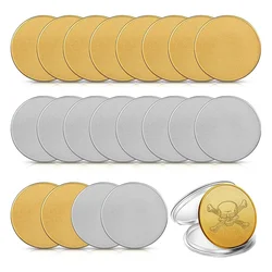 20 Pieces Blank Coin Threaded Edged 40 mm with Acrylic Protection Box Laser Engravable Pattern(Gold+Silver)