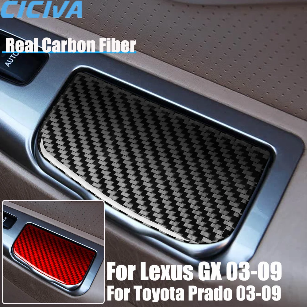 

Real Carbon Fiber Car Accessories Door Ashtray Panel Decorative Cover Soft Sticker For Lexus GX For Toyota Prado 2003-2009