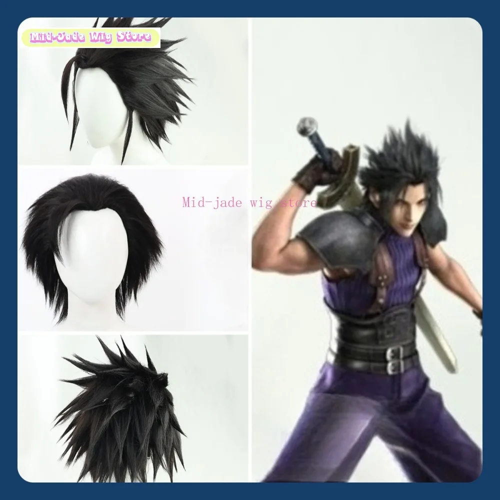 

Mid-jade Wig Store FF7 Zack Fair Cosplay Wig Anime Game Cosplay Styling Natural Black Synthetic Hair