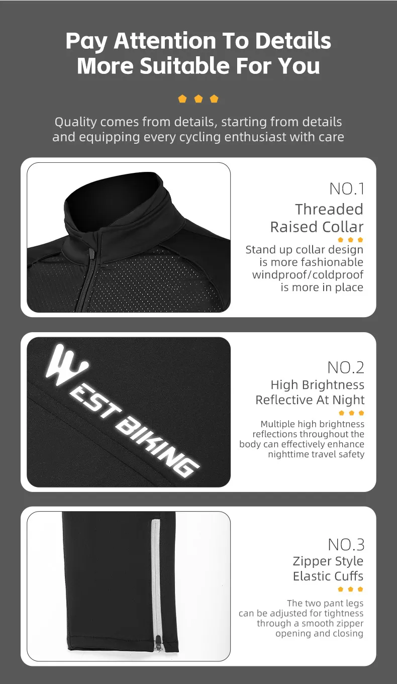 WEST BIKING Winter-Fahrradjacke, warme, winddichte MTB-Fahrradjacke für Herren, Fahrradbekleidung, reflektierendes Set – Detail 19