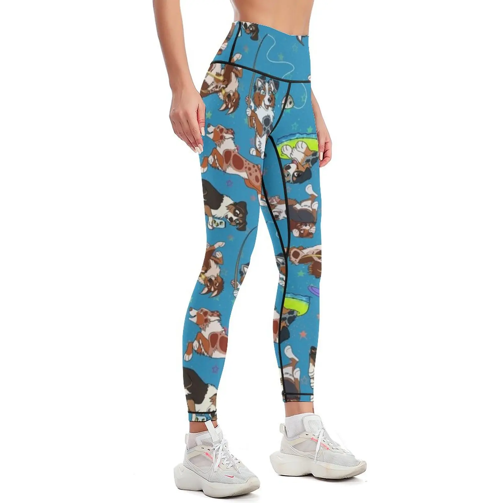 Miniature American Shepherd Summer Pattern Leggings Women's push up sporty woman push up Women's sports Womens Leggings