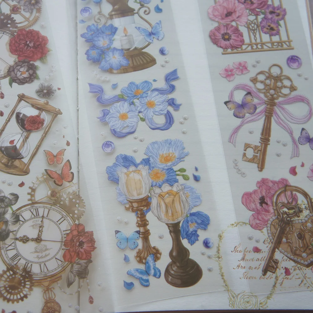 

6 Sheets Decoration In The Imperial Palace Print PVC Sticker Gift Tag Gift Decoration Scrapbooking Background DIY Sticker