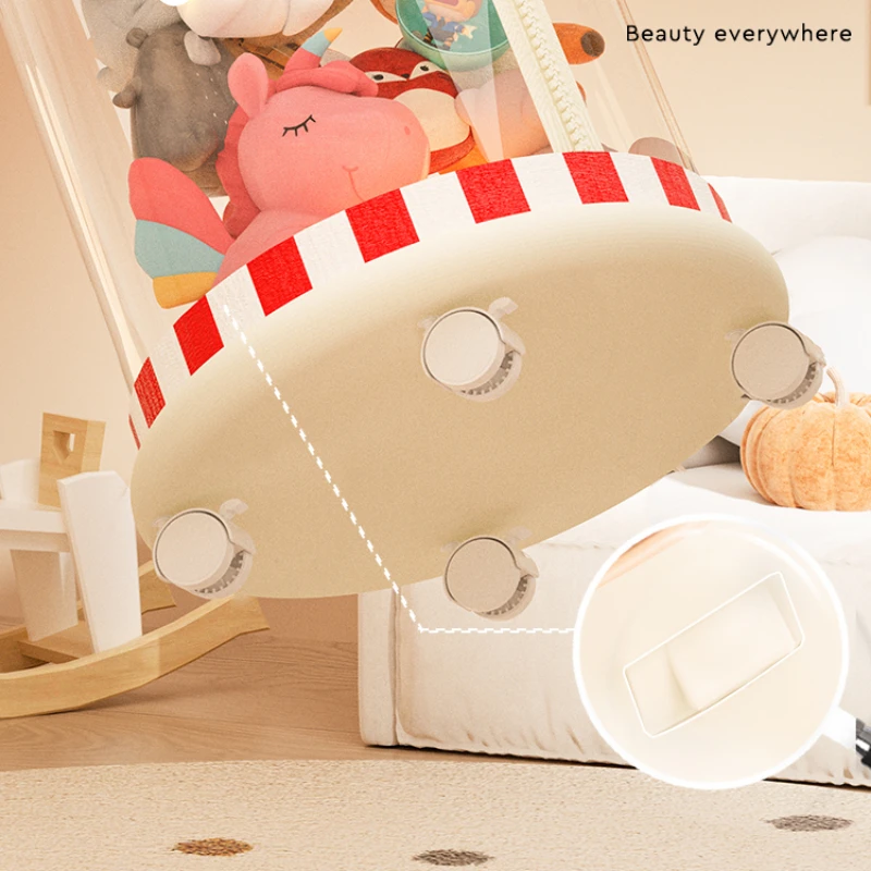 New Set up Zipper Plush Doll Storage Basket Dustproof Doll Storage Bucket Transparent Basket Tube Artifact for Kids 2024