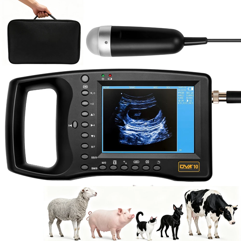 Portable Veterinary Ultrasound Scanner, Vet Pregnancy Ultra Machine with 3.5MHz Convex Probe for Pig Sheep Goat Dogs Animals