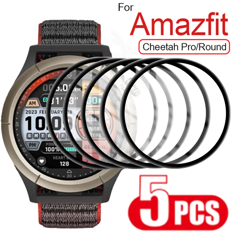 5-1Pcs Soft Screen Protector Films for Amazfit Cheetah Pro Round SmartWatch Anti-scratch HD Screen Protector 3D Curved Films