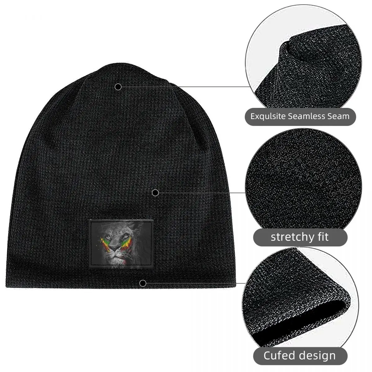 Rastafarian Amaiquina Reggae Rasta Lion Street Skullies Warm Fleece-Lined Cap Hip Hop Bonnet Hat Autumn Winter  Beanies Hats view 4