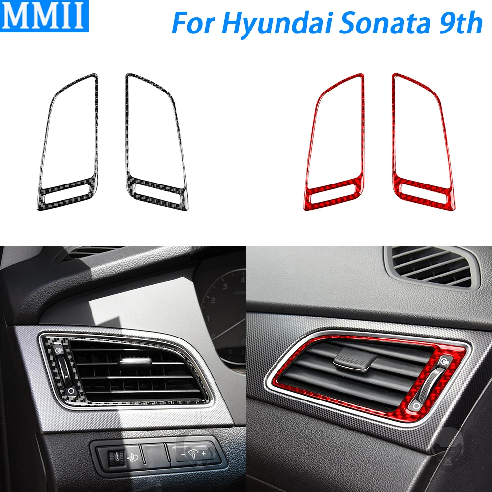 

For Hyundai Sonata 9th 2015-2017 Accessories Carbon Fiber Dashboard Air Vent Outlet Panel Cover Car Interior Decoration Sticker