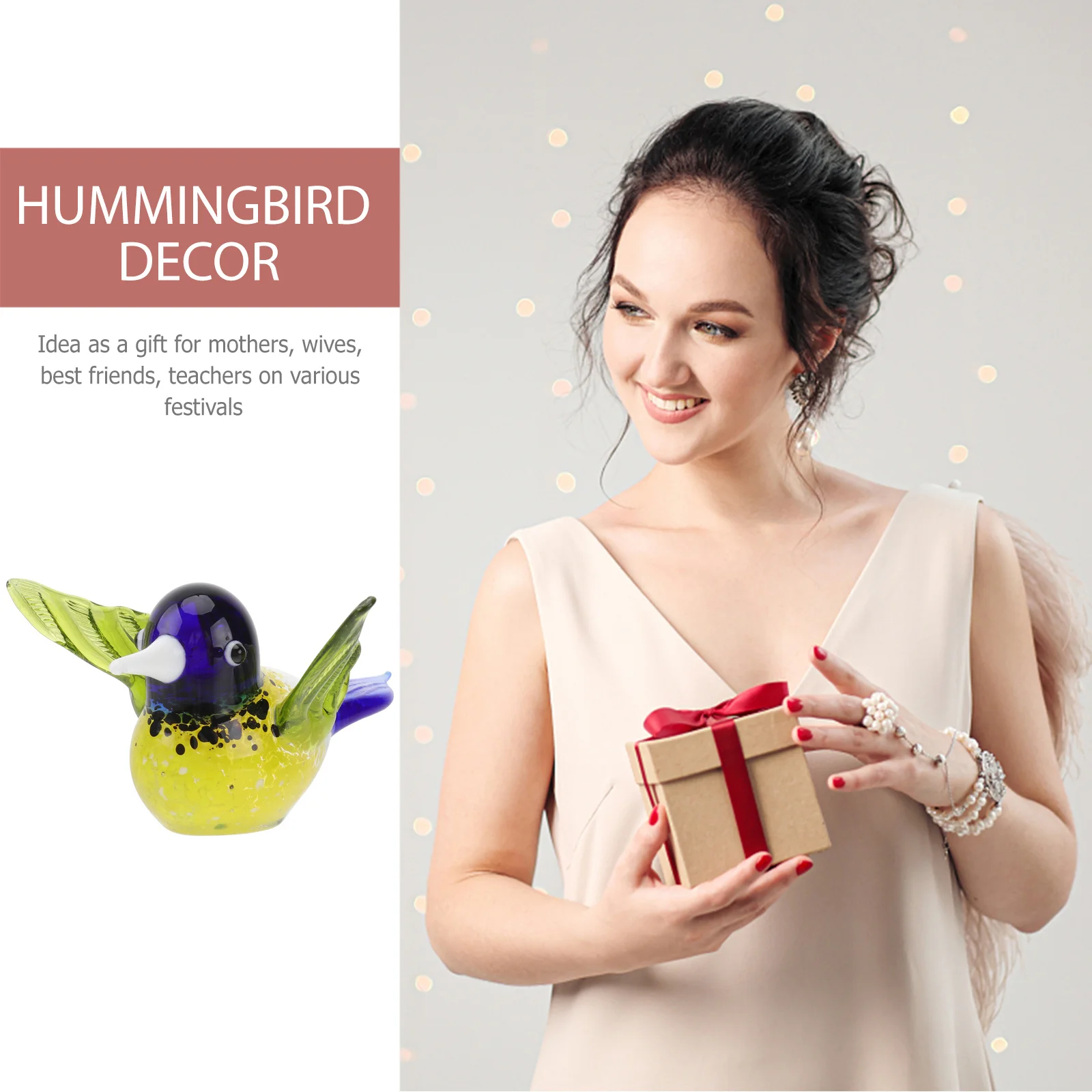 

2Pcs Glass Bird Decoration Colored Flying Hummingbird Ornament for Home Living Room Office Hanging Bird Adornment Indoor