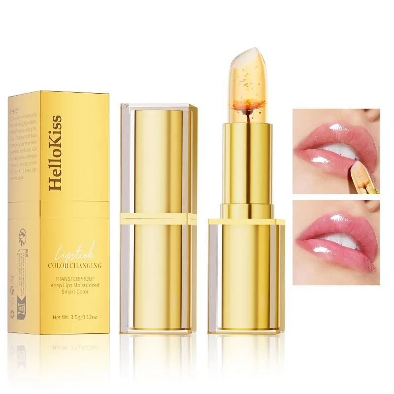 Color Changing Lipstick,Gold Crystal Ph Lipstick Color Changing,Long Lasting 24 Hours Moisturizing Glossy Shine Lip Gloss