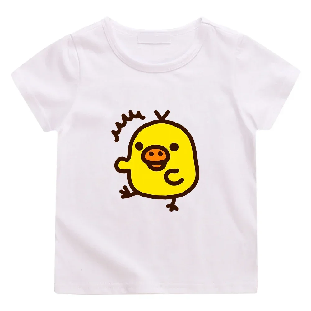 Kiiroitori Yellow Chick Kawaii Print T-shirt for Children Boys and Girls 100% Cotton Tee-shirt Casual Short Sleeve Summer Tshirt