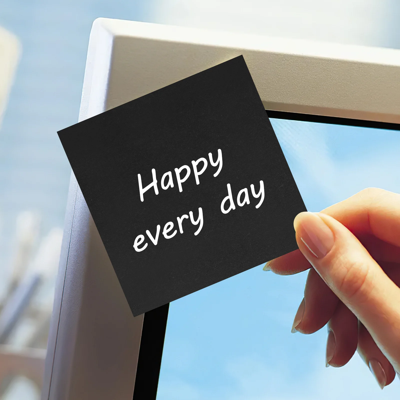 

1Set Black Memo Stickers Simple Appearance Office Home Wall Desk Portable Tearable Paper Pads Self Adhesive Note