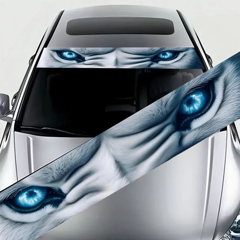 

1 голубой глаз, белый волк, темная декоративная роспись, наклейка на лобовое стекло автомобиля - высокое качество, устойчивая к атмосферным воздействиям виниловая наклейка