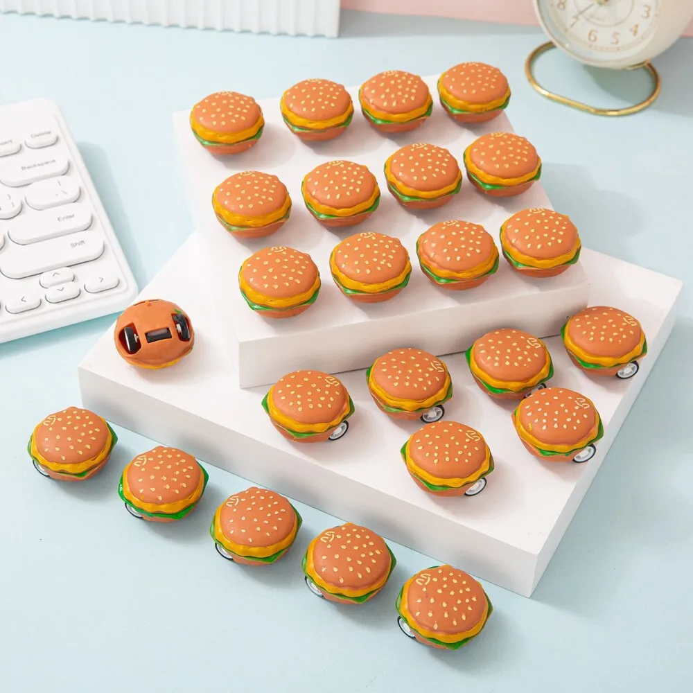 รถของเล่นมินิเบอร์เกอร์แบบดึงกลับสำหรับเด็ก ของเล่นบทบาทสมมติสร้างสรรค์ธีมอาหาร ของขวัญสำหรับเด็กวัยหัดเดินและเด็กเล็ก 124