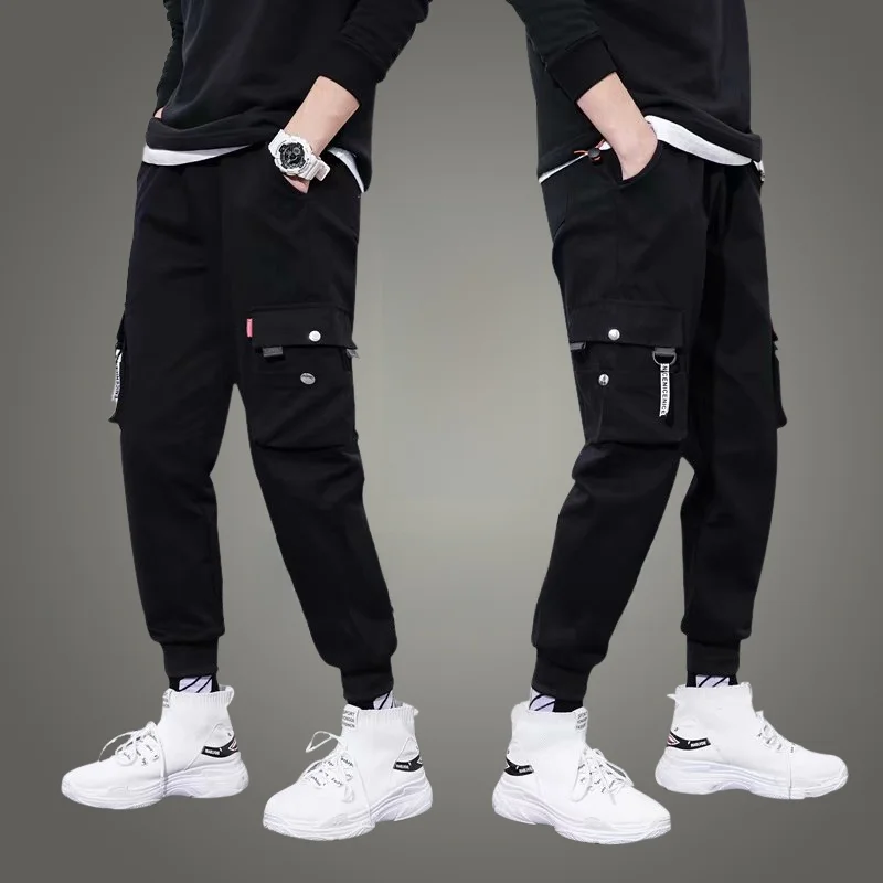 

Мужские осенне-зимние повседневные рабочие брюки с флисовой подкладкой, облегающие, в стиле Харадзюку, спортивные брюки с манжетами, длинные брюки, модные молодежные