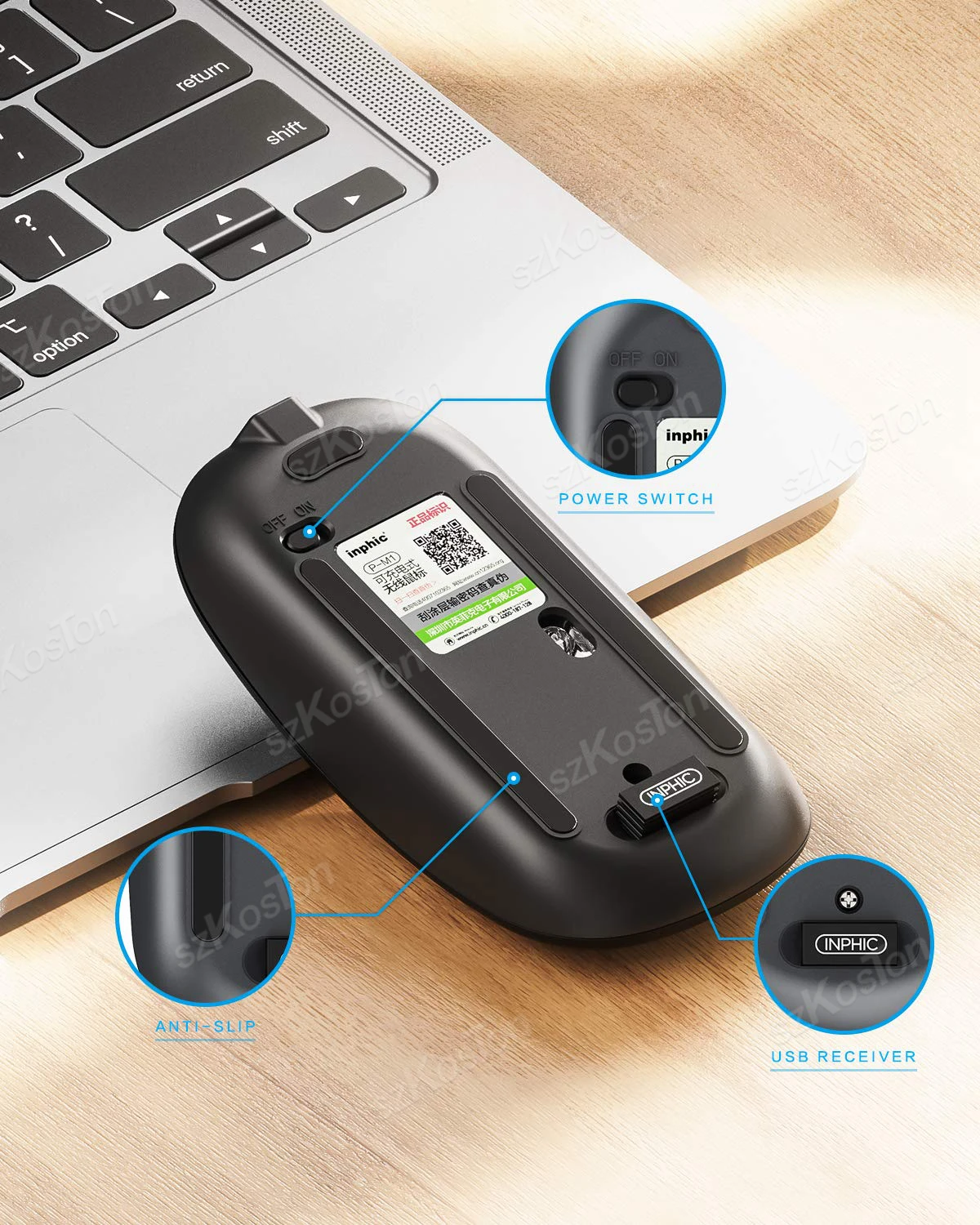 充電式ワイヤレスBluetoothマウス,人間工学に基づいたミニUSBデバイス,2.4GHz,サイレント,Macbook,光学式,ラップトップ,PC