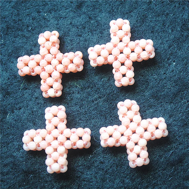 3PCS Natural Coral Matching Beads Size 16X16MM Cross SHAPE Unique Jewelry Designs Accessories Good Quality Craft Findings