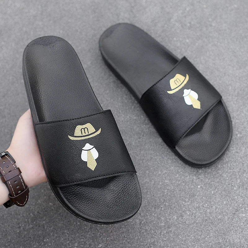 Summer Beach Outdoor Men\'s Slides Slippers 2023 Platform Mules Shoes Flats for Men Fashion Sandals Indoor Household Flip Flop