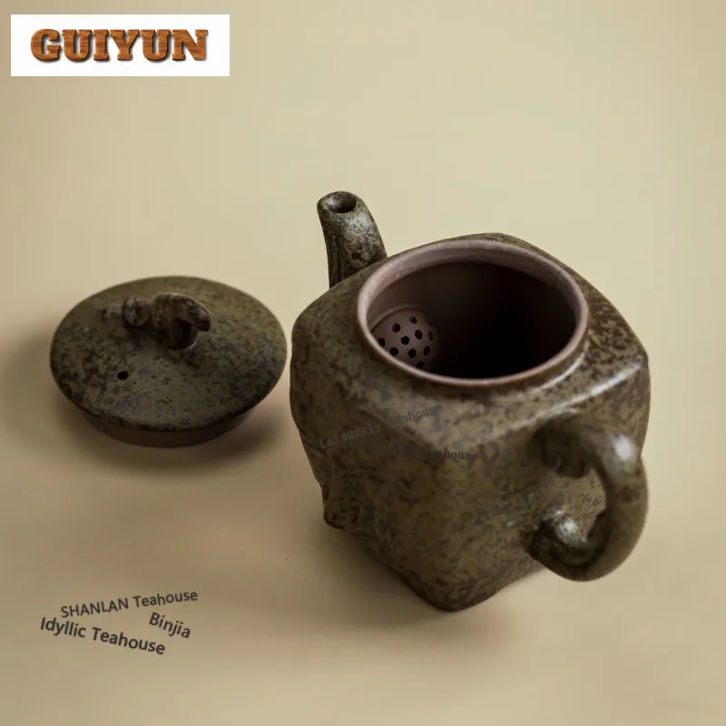160ml Sanxingdui Mask Ceramic Teapot Retro Tea Infuser Pot Tea Soaking Kettle With Ball Hole White Tea Tea Items Supplies Craft