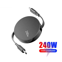 Retractable PD240W 2IN1 USB-C To Type C Fast Charging Data Cable Mobile Phone For Iphone15/16 Huawei Samsung Xiaomi laptops Cord