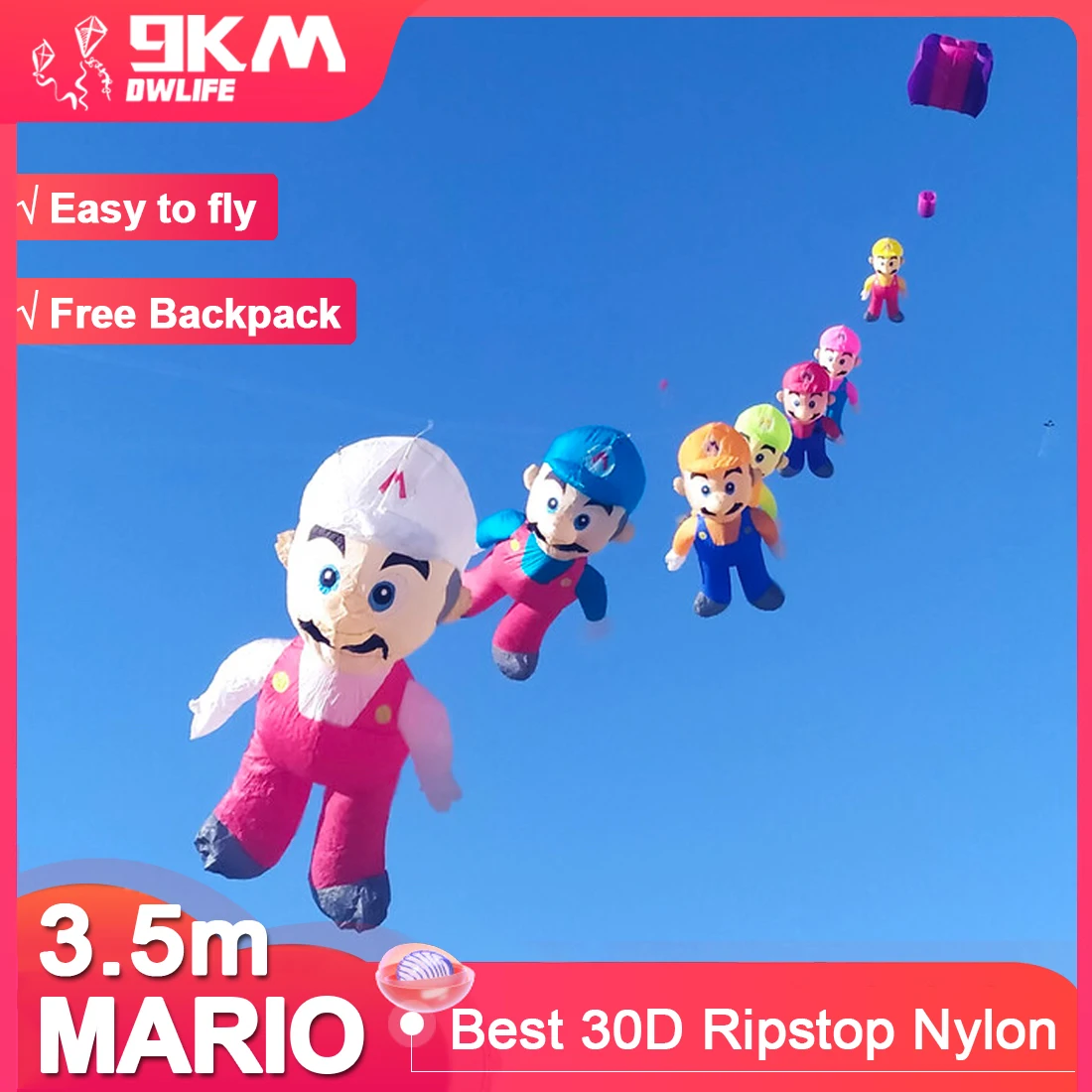 

9KM 3.5m MAO Kite Line Laundry Pendant Soft Inflatable Show Kite for Kite Festival 30D Ripstop Nylon Fabric with Bag