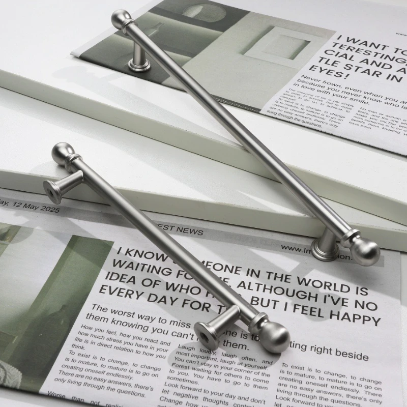 Nickel Brushed Kitchen Cabinet Pulls Silver Wardrobe Drawer Door Handles Modern Zinc Alloy Single-Hole Knobs Cabinet Hardware