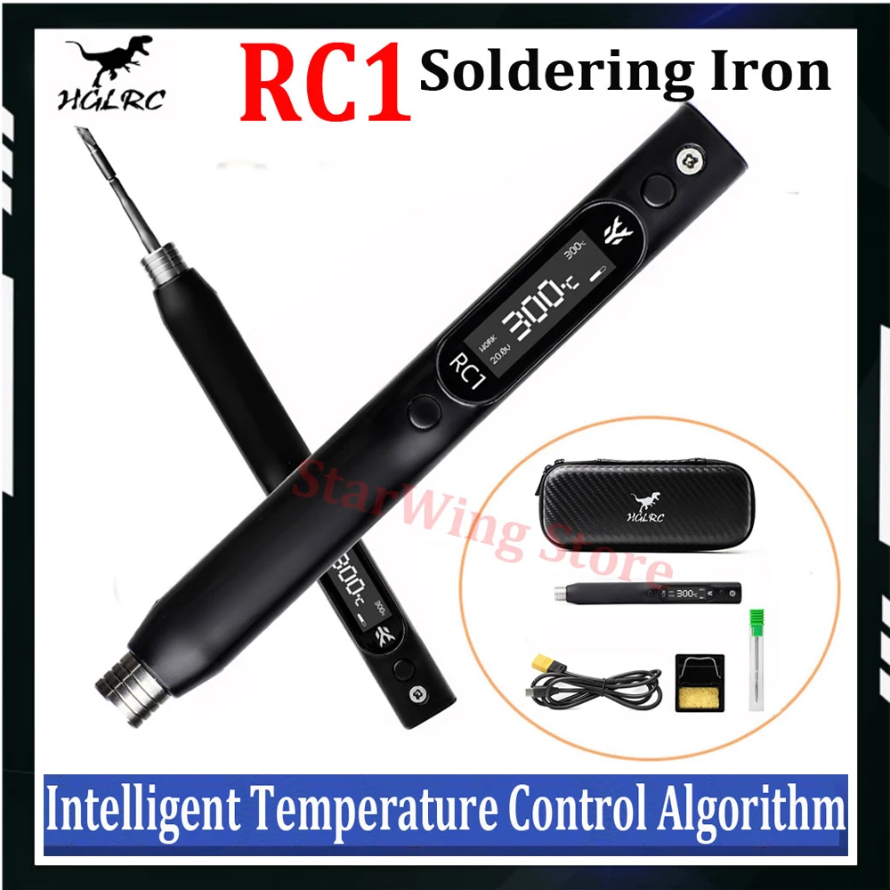 HGLRC RC1 Soldering Iron 25V 60W OLED Display Intelligent Temperature Control Algorithm for RC Model Airplane FPV Drones