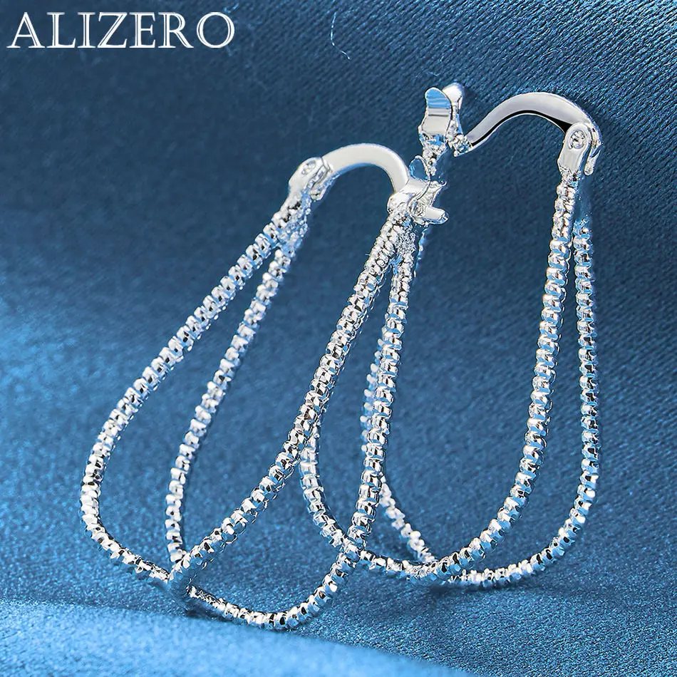 

ALIZERO 925 Sterling Silver Intersection Geometry Hoop Earrings for Women Accessories Jewelry Unique Design Perfect Gift Idea
