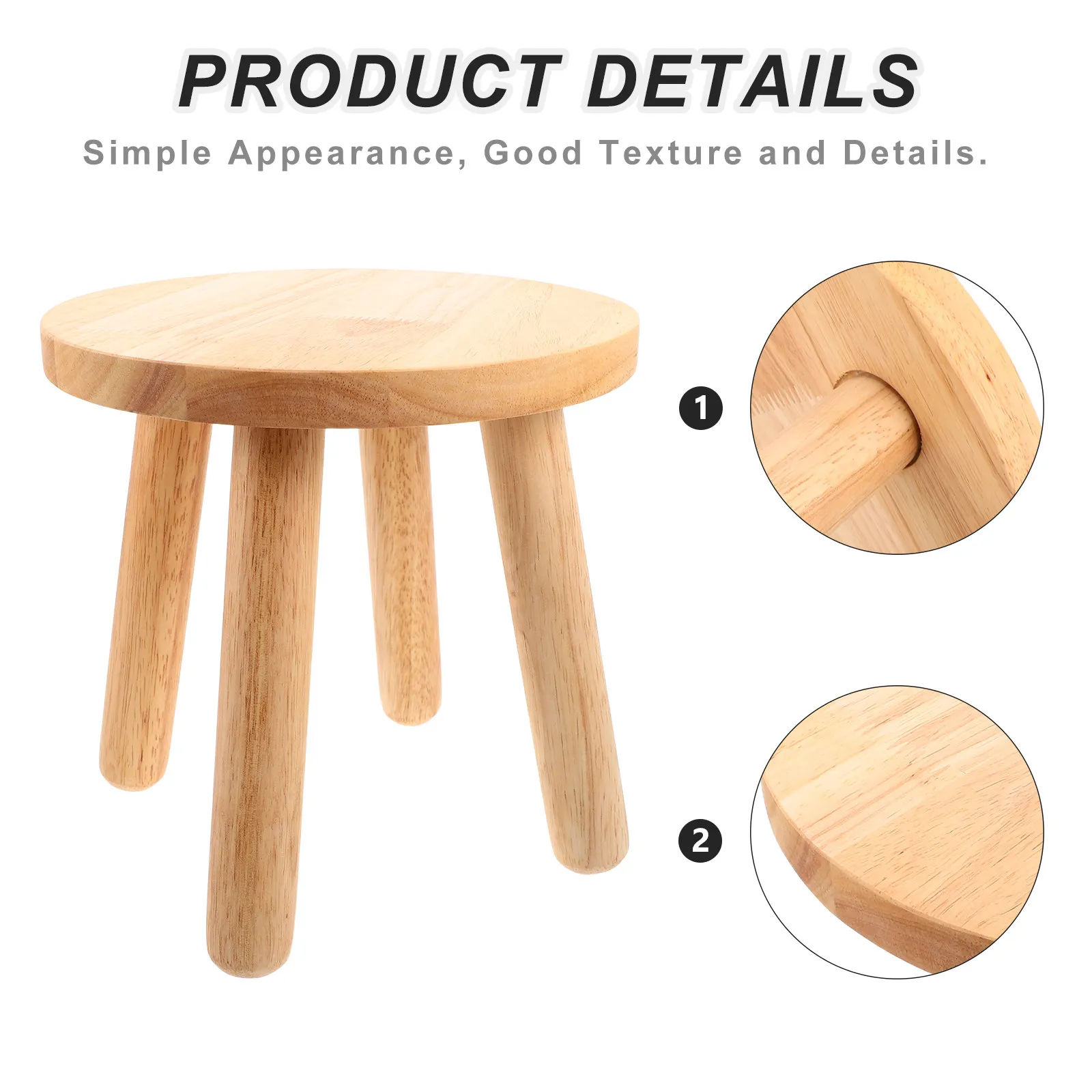 Solid Wood Step Stool Round Stackable Non Slip Footstool for Kids Bathroom Kitchen Bedroom Living Room