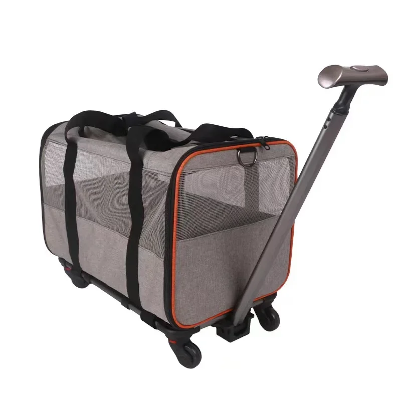 Cat Dog Carrier with Wheels Rolling Pet Carrier with Handle and Shoulder Strap Pet Trolley Carrier with Wheels