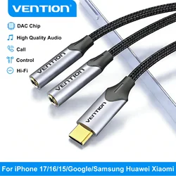 Vention Type C to Dual 3.5 Jack USB C to 3.5mm Aux Double Earphones Audio Adapter for USB-C Tablet Phone Laptop Jack 3 5 Cable