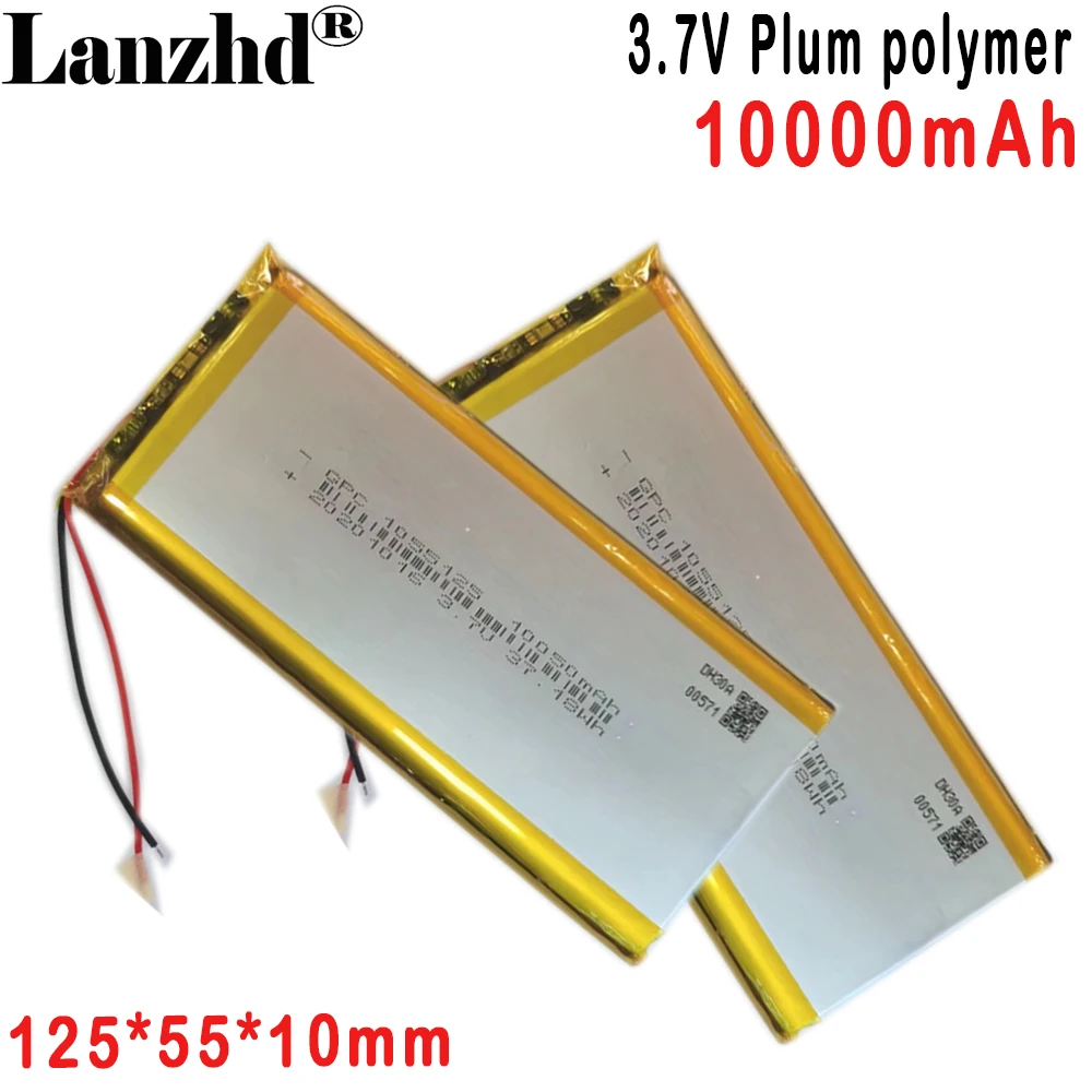 1-12pcs 3.7V Li polymer lithium battery 10000mAh For charging bank power supply medical equipment 1055125