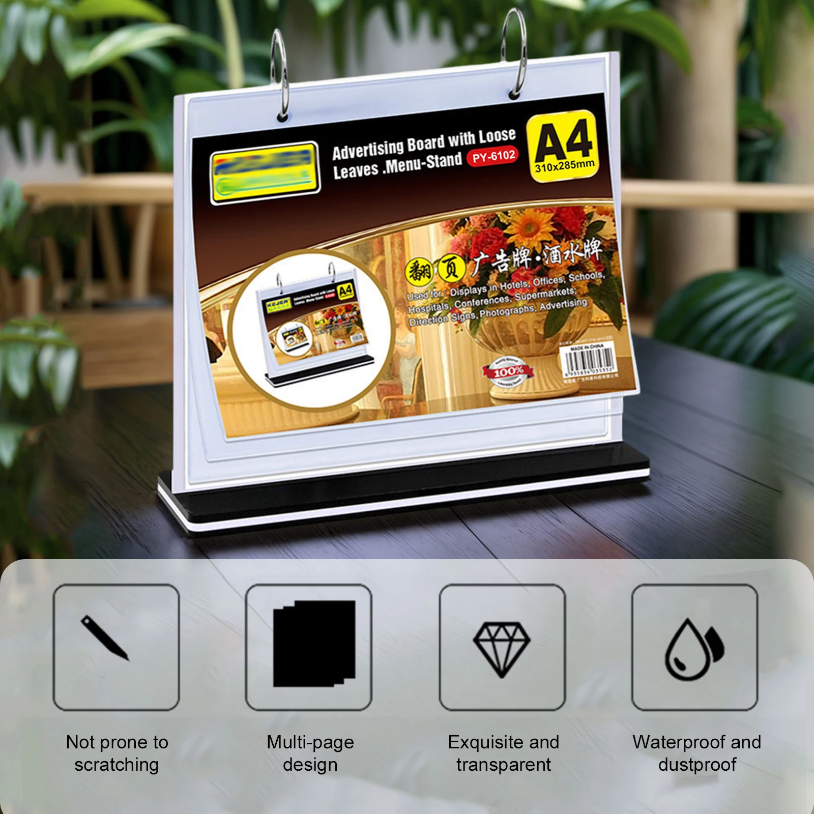 2pcs PVC Tabletop Holder A4 Table Menu Stand Desktop Double Display Holder for Picture Card Store Office Menu Retail Show view 4