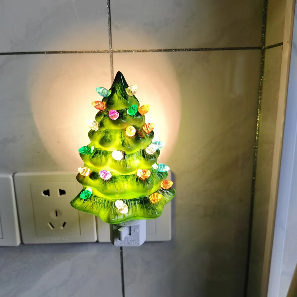 Christmas Tree LED Night Light Adorable Unique Wall Plug In Energy Efficient Night LightChristmas Holiday Crafts Holiday Decor