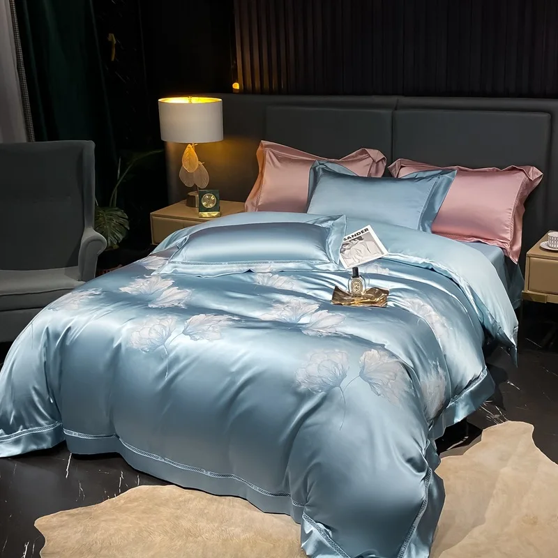 

New Long staple Cotton Yarn-dyed 120 Thread Count Jacquard Four Piece Set of All Cotton Hollow Bedding Products Four Piece Set