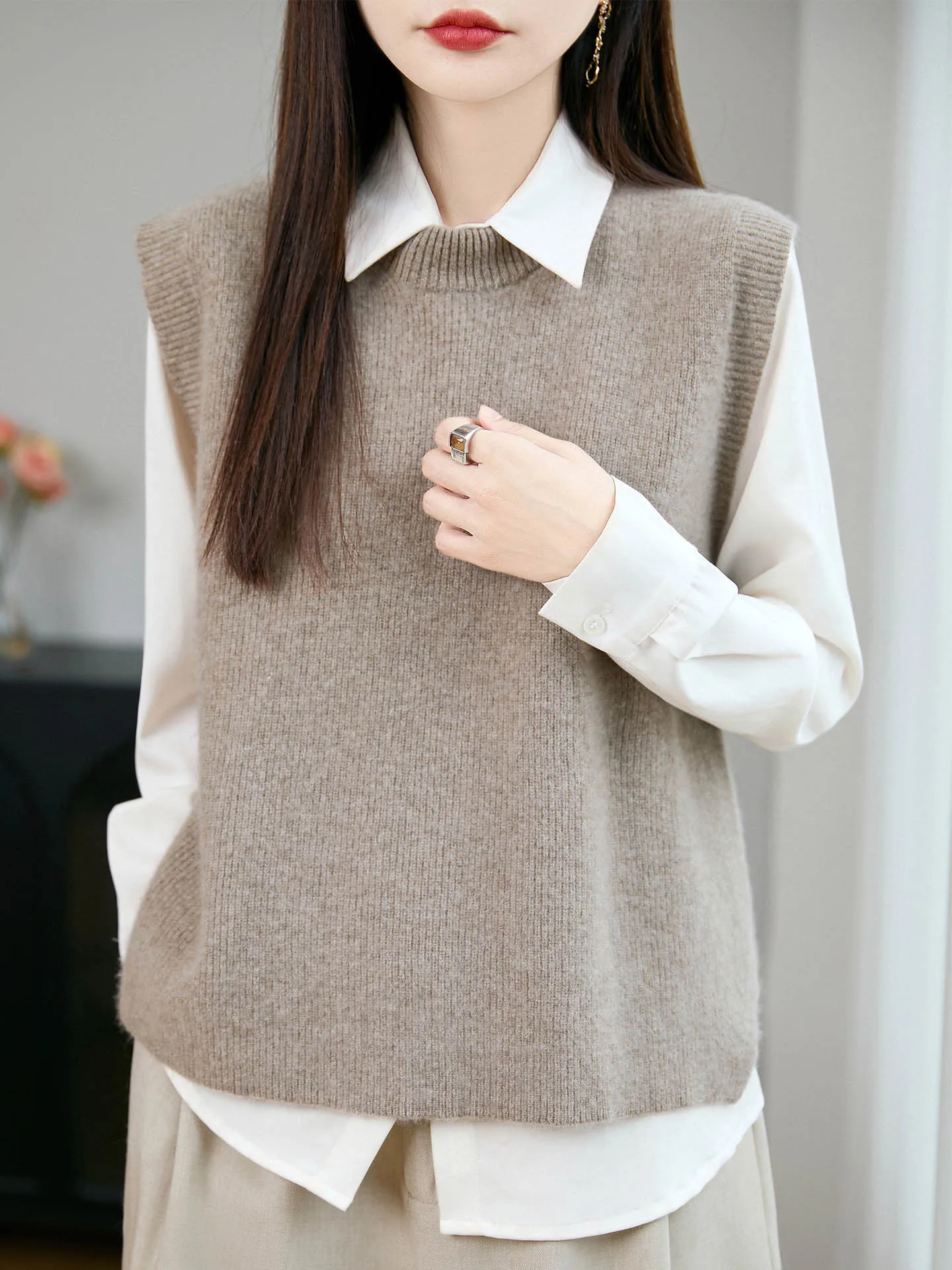 الخريف الشتاء الجولة Ne Svel الصوف الخالص محبوك سترة المرأة فضفاضة Faion تنوعا السترة سترة دافئة تخفيف S...