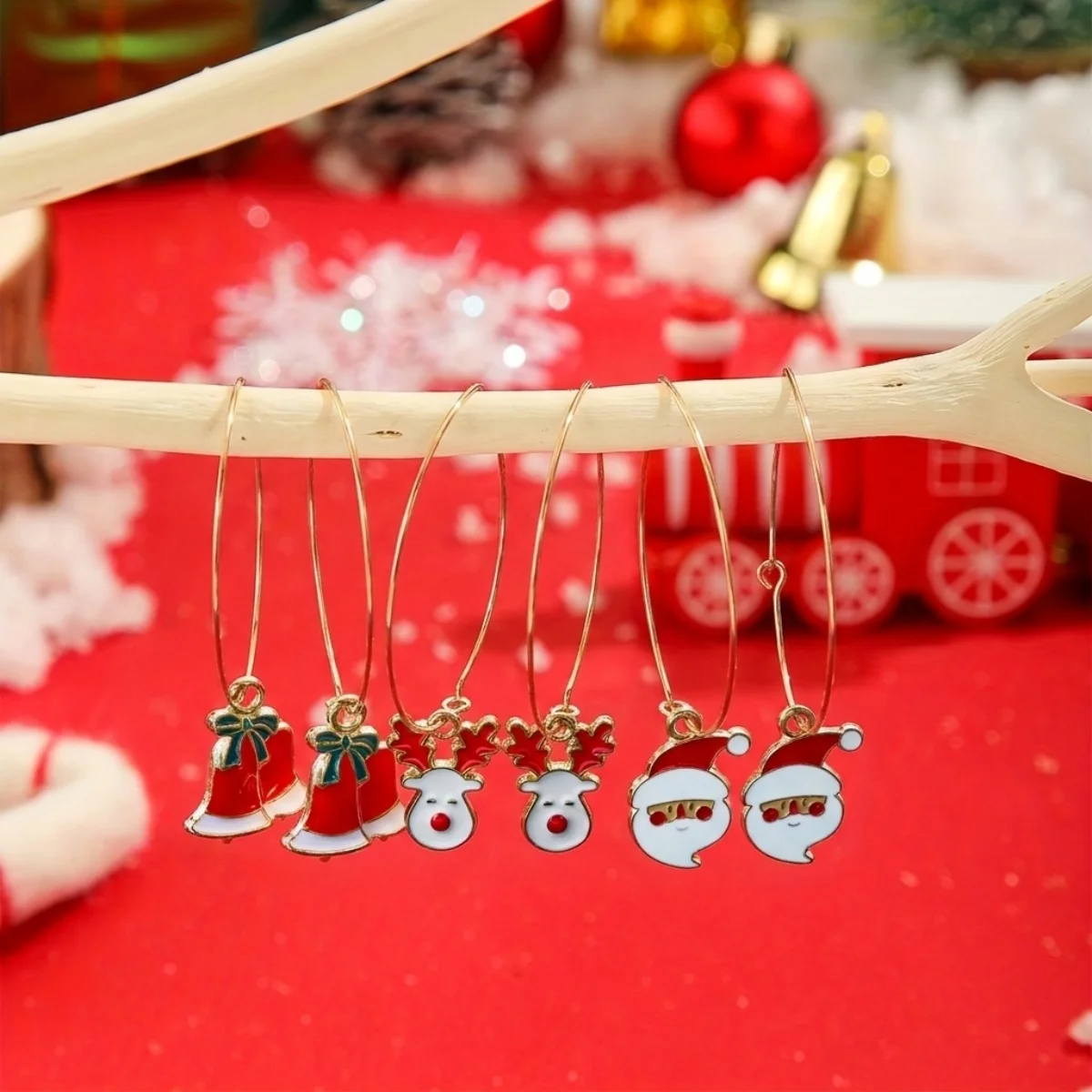 3 Paar/Set Weihnachts-Strass-Ohrringe mit Hirsch, Zuckerstange, Geschenkbox, für Damen, niedliche Weihnachtsmann- und Weihnachtsbaum-Ohrringe, Schmuck – Detail 33