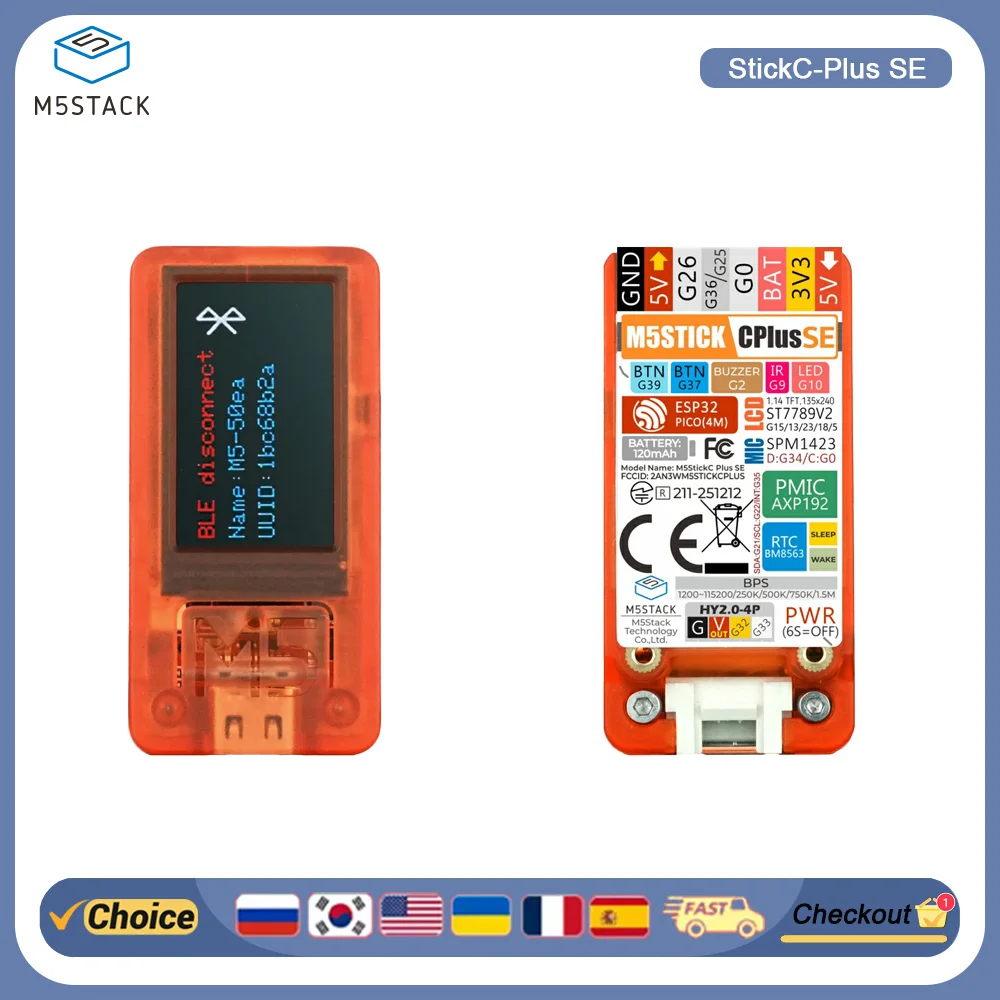 M5Stack StickC Plus SE Dev Board 1.14 Inch LCD 120mAh Battery WiFi IoT Development Module for Lightweight LoT Development