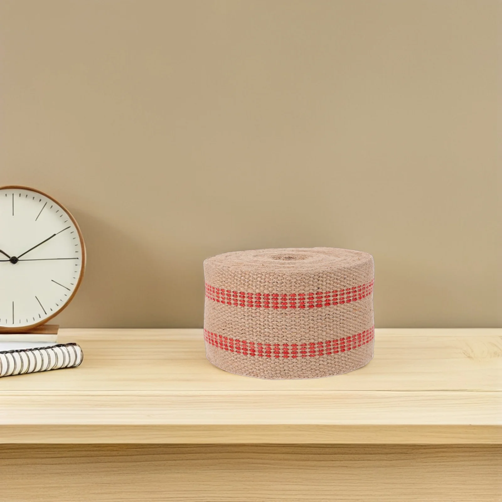 1 Roll 10M Red Striped Jute Webbing Natural Burlap Ribbon For Chair Repair Diy Crafts Upholstery Replacement Wide Wreath